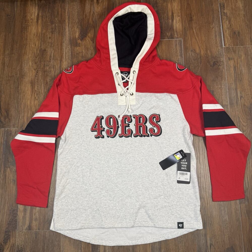 NWT NFL San Francisco 49ers lacer style old time mid weight cotton hoodie men L